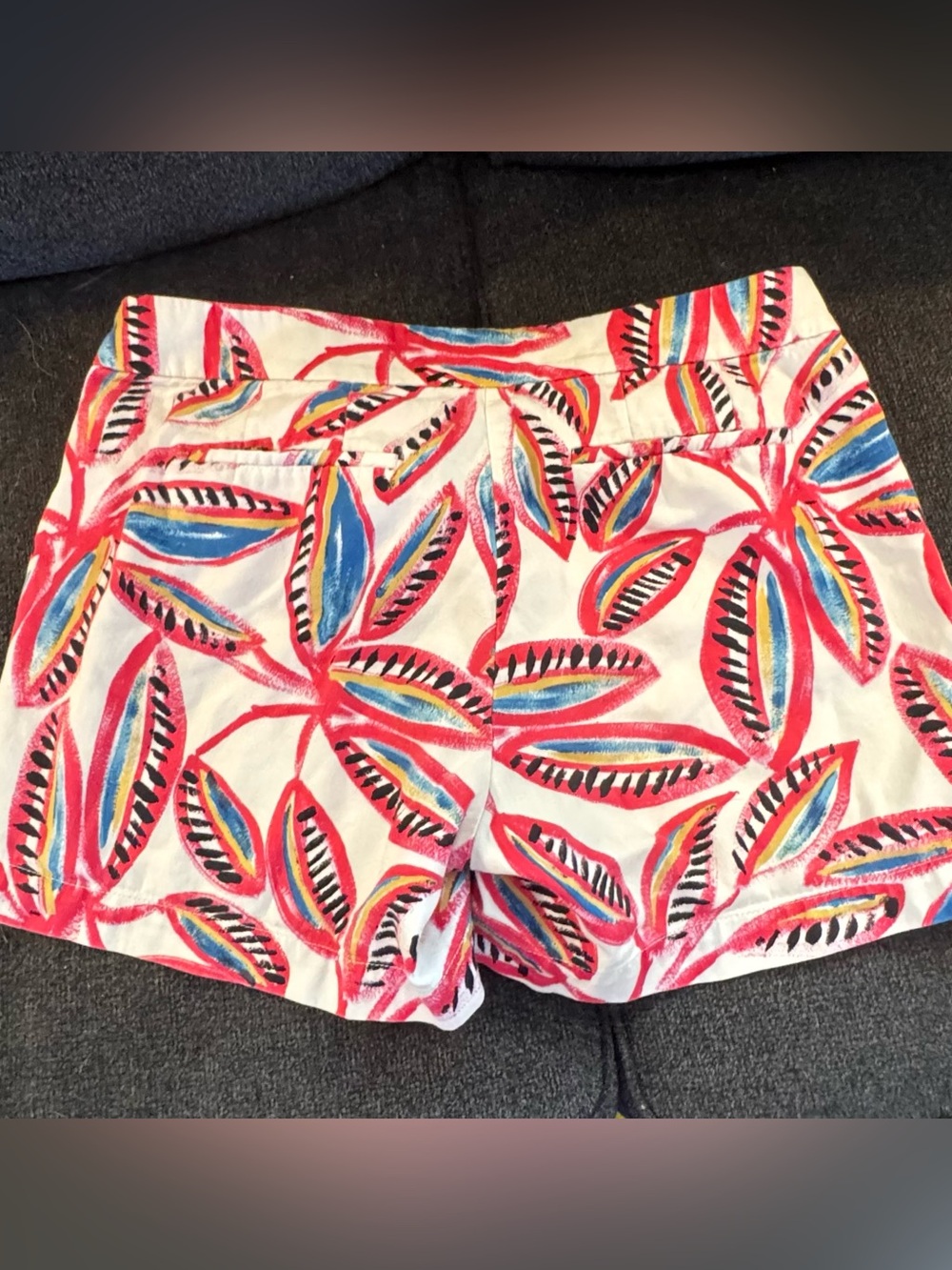 JCrew Women's Printed Cotton Shorts in Pink Leaf Pattern